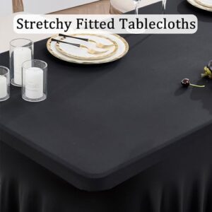 Protect your tables with our Spandex Black table clothes, designed for 8-foot rectangle tables. Stretchy and fitted, perfect for parties, weddings, or banquets.