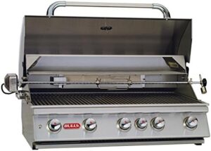 Savor the flavor with the Bull Brahma 5-burner stainless steel built-in propane gas grill, featuring 475 sq in cooking surface and adjustable heat controls. Perfect for backyard gatherings!