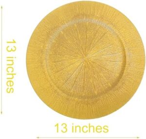 Elevate your wedding decor with Henilosson's 100 Pcs Pearlescent Gold Charger Plates. Reusable and perfect for floral arrangements, these plastic plates measure 13 inches in diameter. Save big on this bulk pack!