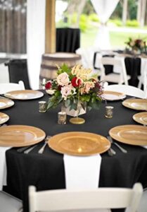 Perfectly designed for your special occasions! Upgrade your events with this 12-pack of black round tablecloths, 120" in diameter. Washable and stain-resistant, ideal for weddings, parties, banquets, and more.