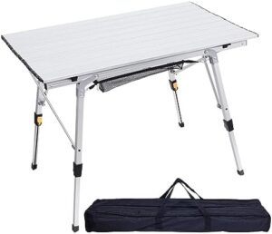 Here is the meta description:

"Compact and portable ERYTLLY Folding Camping Table for outdoor picnics and gatherings. Adjustable legs and lightweight aluminum construction make it perfect for backyards, BBQs, and parties."