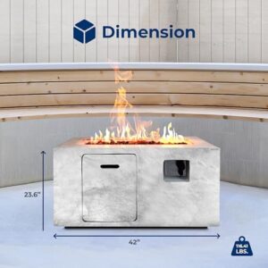 Here is the optimized SEO meta description:

"Experience cozy gatherings with Serenelife's 50,000 BTU propane gas fire pit, featuring adjustable flame and stainless steel burner. Perfect for parties and BBQs, it's weather resistant and easy to use, with lava rock accents."