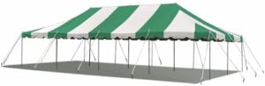 Here's the optimized SEO meta description:

"Perfect for parties and events, this 20'x40' Weekender Canopy Tent accommodates up to 160 people. Easy setup with removable poles. Available in green and white top."