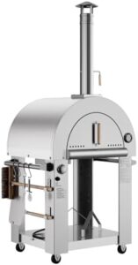 Here is the meta description:

"Empava's stainless steel oven with open shelf and wheels perfect for outdoor camping and backyard parties. LPG & wood fired BBQ pizza maker with 39-inch cooking surface, ideal for grill and outdoor use."