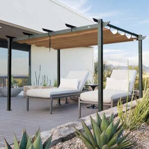 Enhance your outdoor gatherings with NicBex's weather-resistant pergola featuring a durable dark gray canopy and sturdy aluminum frame. Perfect for BBQs, parties, or weddings, this gazebo measures 9x7 feet.