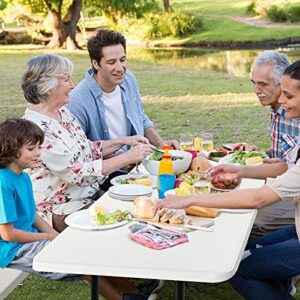 Experience outdoor living with this Folding Picnic Table and Bench Set featuring a wood grain design and steel frame construction. Perfect for camping, BBQs, parties, or picnics, it's compact and easy to set up, fitting 2 adults comfortably.