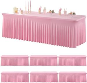 Transform your party space with our Spandex baby pink tablecloths, fitting 8ft tables perfectly. Ideal for weddings, birthday parties, and baby showers.