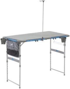 Here is the meta description:

"Boost camping adventures with the CORE Outdoor Camp Table, featuring adjustable height and storage for accessories. Foldable and portable for beach, picnic, backyard, BBQ, tailgate, patio, and party use."