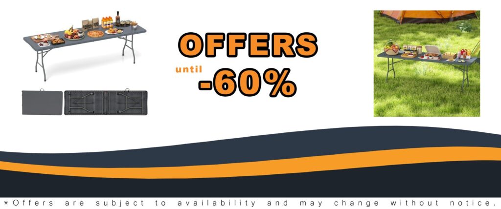 Tangkula 8 FT Folding Table with HDPE Top and Sturdy Metal Frame