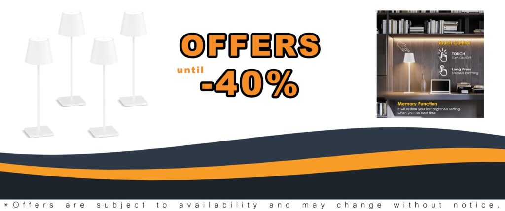 4 Pack Rechargeable LED Cordless Table Lamps with 3W 6000mAh Battery Operated Stepless Dimming Portable Light for Restaurant Indoor Outdoor