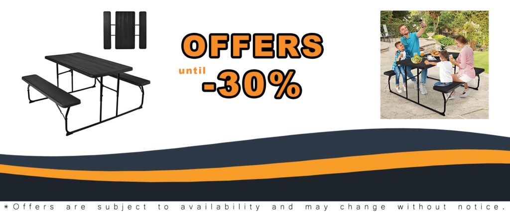 GYMAX 550 LBS Folding Picnic Tables with Benches & Seats, Weather-Resistant Portable Outdoor Patio Deck Party BBQ
