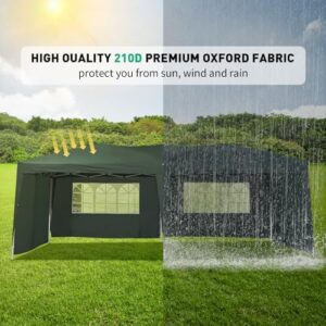 Maximize your outdoor events with this 10x20 party tent featuring 6 removable sidewalls, carry bag and pop-up canopy. Ideal for weddings, BBQs and parties, this waterproof gazebo offers all-season UV protection.