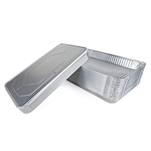 Get perfect grilling and roasting results with IDL Packaging's full-size aluminum steam table pans. Durable and disposable, these 25-piece sets feature lids for easy food serving. Perfect for BBQs, baking, and freezing.