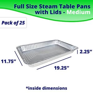 Get perfect grilling and roasting results with IDL Packaging's full-size aluminum steam table pans. Durable and disposable, these 25-piece sets feature lids for easy food serving. Perfect for BBQs, baking, and freezing.