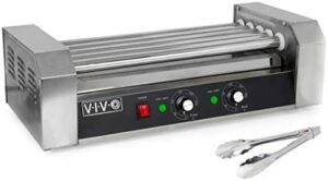 Mastering the art of cooking with VIVO's Electric 12 Hot Dog Grill Cooker Warmer. Stainless steel construction and 5 roller design for effortless hot dog cooking, perfect for households or commercial use, 750W power.