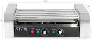 Mastering the art of cooking with VIVO's Electric 12 Hot Dog Grill Cooker Warmer. Stainless steel construction and 5 roller design for effortless hot dog cooking, perfect for households or commercial use, 750W power.
