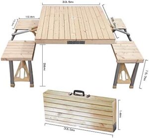 "Upgrade your outdoor gatherings with the STONCEL Folding Table and Chairs Set. Portable and easy to set up, this 4-seat picnic table is perfect for camping, BBQs, parties, or dining. Includes wooden chairs and a compact design."