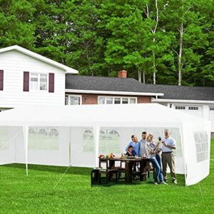 "Transform outdoor gatherings with the Tangkula 10' x 30' Party Tent. Portable, easy setup, and 5 removable sidewalls. Perfect for BBQs, beach events, or weddings."