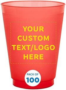 Here is the generated SEO meta description:

"Stay hydrated with our custom frosted plastic stadium cups, 100 pack, featuring promotional text and logo. Shatterproof, flexible, and reusable for parties, events, or everyday use, these 16 oz. cups are perfect for any occasion."