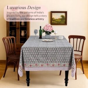 Elevate your table settings with the CPC Tablecloth's 100% cotton Indian block print rectangle table cover. Perfect for weddings, spring/summer, and barbeques, this gray pink table cloth measures 72x190 inches.