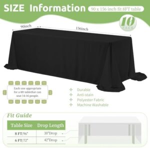 Upgrade your event planning with the YMHPRIDE 10 Pack Black Tablecloth, ideal for weddings, parties and banquets. Durable polyester fabric, washable and rectangle-shaped for 8-foot tables, measuring 90 x 156 inches. Perfect for a seamless look.