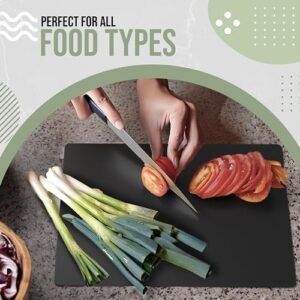 Get ready to revolutionize your kitchen prep with these 300-count black disposable cutting boards, perfect for everyday use. Dimensions: 12" x 17.5". Recyclable and patent-pending design.