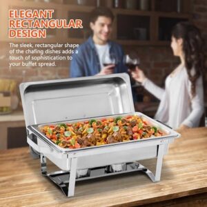 Super Deal's 8 Pack food warmer set with foldable legs and stainless steel chafer dish perfect for parties and buffets. Boost your catering game with this versatile, compact solution.
