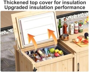 Enhance your backyard gatherings with the Outdoor Kitchen cart featuring a beer cooler, foldable tabletop, and ample storage. Perfect for camping, family BBQs, or outdoor parties. Save up to 30% on this versatile grill station!