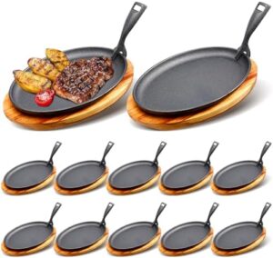 Elevate your cooking experience with the 12-piece Cast Iron Skillet Set, featuring a wooden base and removable handle. Perfect for restaurants, kitchen essentials include anti-scald protection and sizzling pans ideal for BBQ parties.