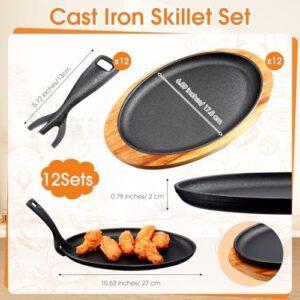 Elevate your cooking experience with the 12-piece Cast Iron Skillet Set, featuring a wooden base and removable handle. Perfect for restaurants, kitchen essentials include anti-scald protection and sizzling pans ideal for BBQ parties.