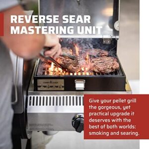 Here is the optimized SEO meta description:

"Elevate your outdoor cooking experience with Camp Chef's Sidekick Sear, featuring a BBQ Box for Pellet Grill. Perfect for searing and grilling with ease on 14" compatible pellet grills. Upgrade your camping trips with this versatile accessory!"
