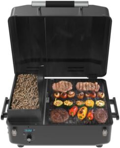 Discover the Z GRILLS 200A Portable Wood Pellet Grill & Smoker, perfect for RVs, road trips and apartments. Enjoy tabletop smoking with PID V2.0 Controller and meat probes, cooking area: 202 sq.in.