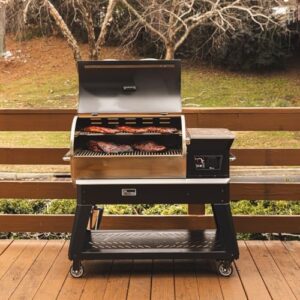 Here is the meta description:

"Upgrade your outdoor cooking with the Recteq Pellet Smoker Grill Deck Boss 800, featuring Wi-Fi connectivity and 800 sq inches of cook space. Perfect for BBQ enthusiasts, this pellet smoker grill offers precise temperature control and easy use."