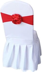 Add a touch of elegance to your events with these Spandex Stretch Flower Chair Sashes, perfect for parties, hotels, and weddings. Includes 100 red polyester bows.