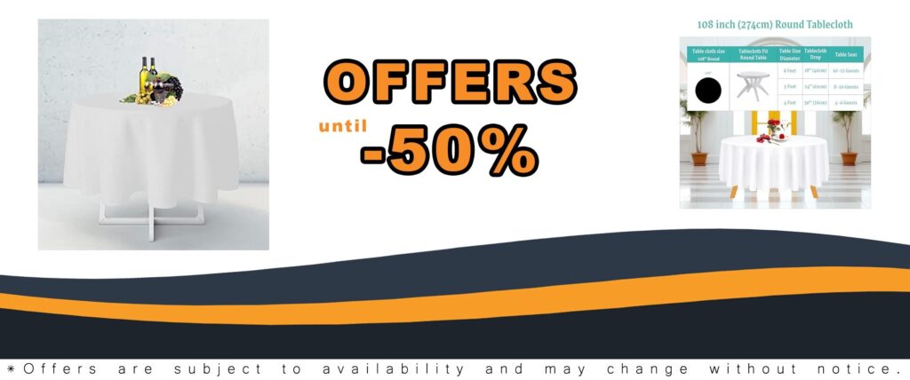 Premium Quality 108 Inch White Round Tablecloth for Weddings and Dinners