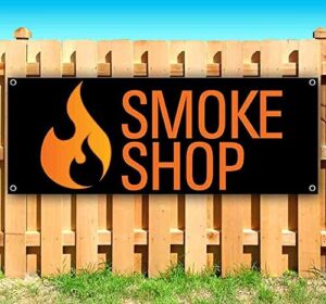 "Upgrade your sign game with this heavy-duty vinyl banner featuring metal grommets. Perfect for outdoor use, dimensions 13 oz non-fabric material."