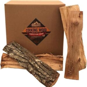 "Perfect for grilling, smoking, and pizza making, these premium cooking wood logs are USDA certified kiln dried hickory, 60-70lbs per bundle, ideal for stoves, fireplaces, or outdoor pits."
