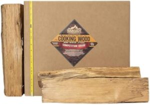 "Perfect for grilling, smoking, and pizza making, these premium cooking wood logs are USDA certified kiln dried hickory, 60-70lbs per bundle, ideal for stoves, fireplaces, or outdoor pits."