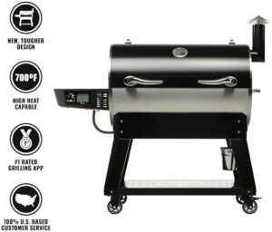 Here is the generated meta description:

"Upgrade your outdoor cooking with this Wi-Fi smart pellet grill smoker, featuring a spacious 1100 sq. in. cook area and 40 lbs hopper capacity. Perfect for beginners, includes grilling basics bundle."