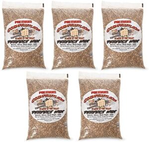 Here is the optimized SEO meta description:

"Experience smoky flavors with 40PM's natural hardwood pellets. Blend of Hickory, Cherry, Hard Maple, and Apple woods. Perfect for grilling enthusiasts. 5-pack, 40 pound bags."