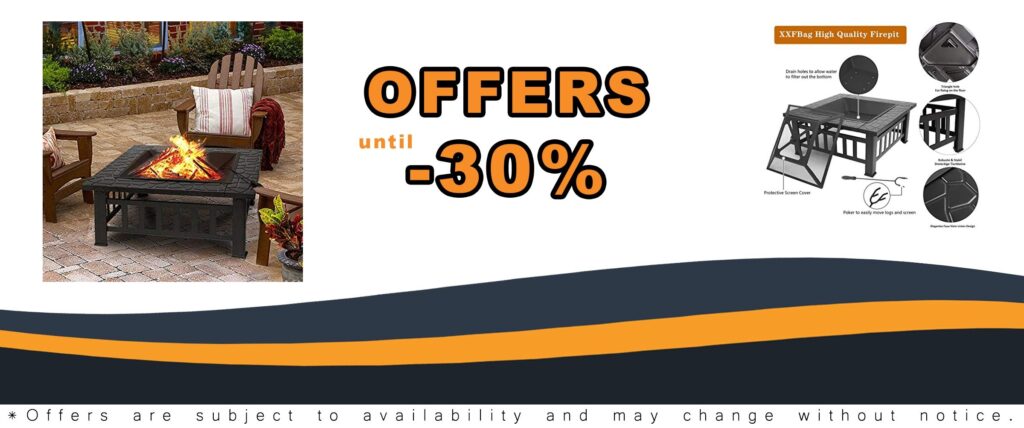 Wood Burning Outdoor Fire Pit Table with Metal Frame and Charcoal Rack