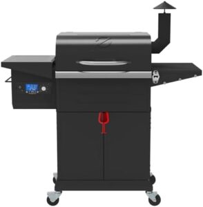 Master your outdoor cooking with the Z Grills Wood Pellet Grill Smoker, featuring PID controller and massive storage cabinet. Perfect for BBQ enthusiasts, with 8-in-1 functionality, huge 572 sq in cooking area, and tool hooks.