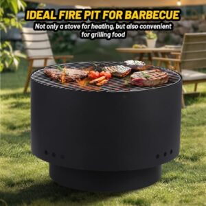 Enhance your backyard gatherings with this 26 Inch Outdoor Fire Pit featuring a grill and fire cover. Perfect for camping, BBQs, or cozying up by the flames, with a carrying bag and fire poker included.