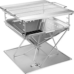 Here is the optimized SEO meta description:

"Upgrade your outdoor gatherings with Campingmoon's stainless steel foldable BBQ grill fire pit, perfect for large groups. Extra-large cooking area and convenient folding design make it a must-have for camping trips or backyard parties."