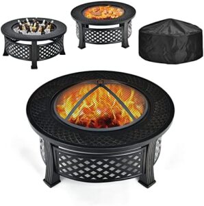 Discover the Giantex 3 in 1 Fire Pit, perfect for outdoor gatherings and heating. This 32" metal firebowl with cover offers versatility and portability for camping, picnics or backyard fun. Save on this multifunctional fire pit and get cozy!