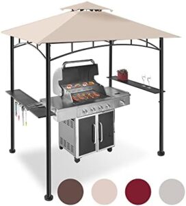 Discover the perfect patio companion: this 5x8ft Grill Gazebo Canopy for Outdoor BBQs and gatherings. Features shelves & extra LED lights. Get ready to elevate your outdoor entertaining!