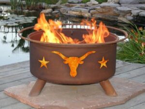 Here is the optimized meta description:

"Elevate your backyard gatherings with the Patina F202 Texas Longhorn Fire Pit, featuring a durable design and comfortable seating for 4. Perfect for cozying up on chilly nights"