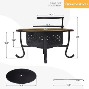 Enrich your outdoor gatherings with this 36" wood burning fire pit featuring 2 grills and a large BBQ surface perfect for camping, picnics, and socializing.