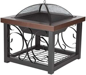 Here is the optimized SEO meta description:

"Enhance your outdoor gatherings with the Fire Sense 61331 fire pit cocktail table, featuring a steel mesh spark screen and log storage rack. Perfect for cozy nights, this wood-burning firepit boasts a hammer tone bronze finish."
