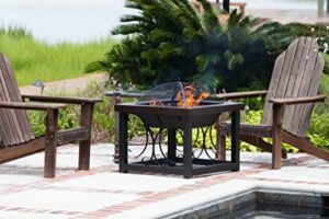 Here is the optimized SEO meta description:

"Enhance your outdoor gatherings with the Fire Sense 61331 fire pit cocktail table, featuring a steel mesh spark screen and log storage rack. Perfect for cozy nights, this wood-burning firepit boasts a hammer tone bronze finish."